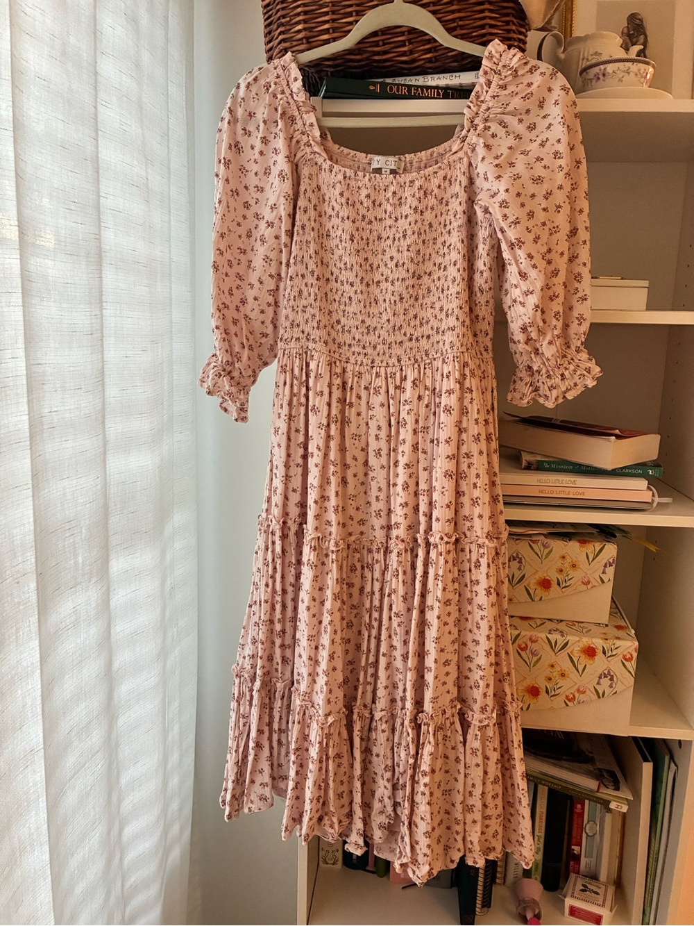 Ivy City Co Pink Floral Midi Dress